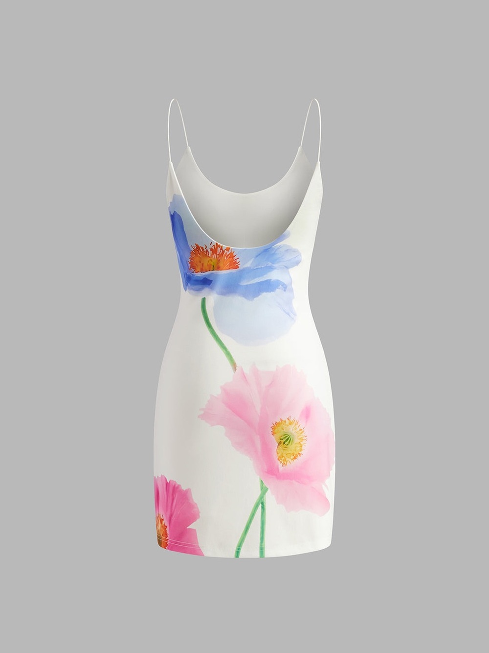 Commense Pink White Floral Slip Mini Dress Neck Sleeveless Stretch Size M - Picture 4 of 4